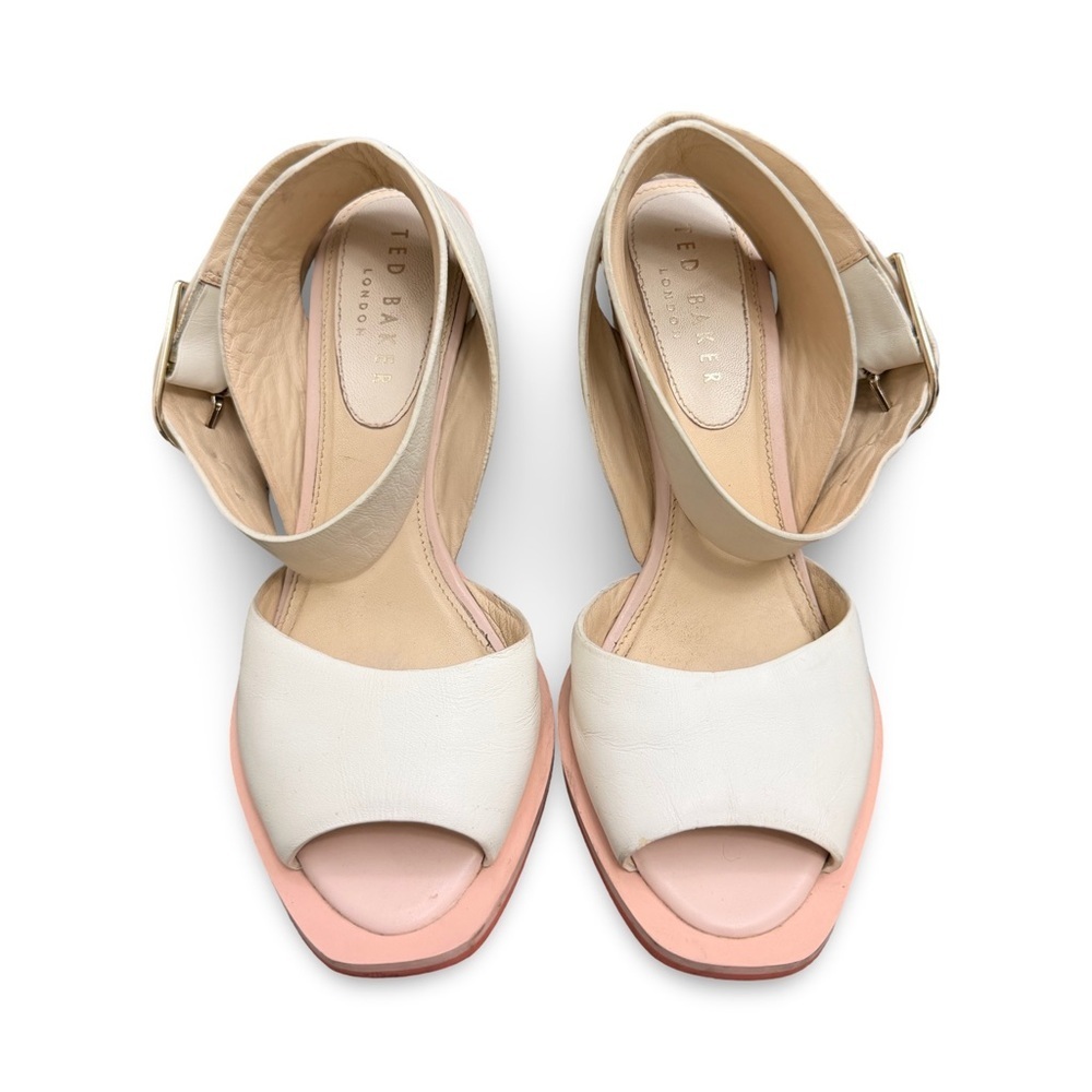 TED BAKER Thais Block Heeled Sandals Ivory Size: EU 38/ US 7.5 - Picture 2 of 8